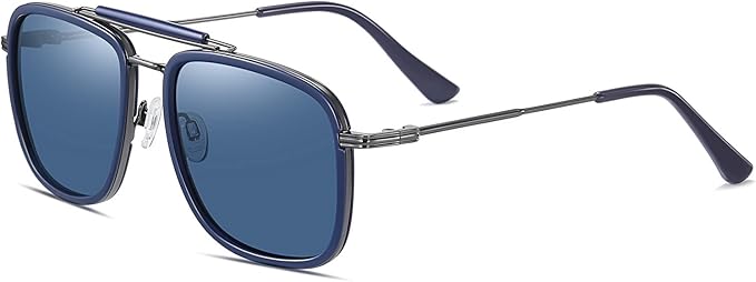 tony stark 太阳镜复古方形金属框架眼镜 男女适用 - 钢铁侠和蜘蛛侠